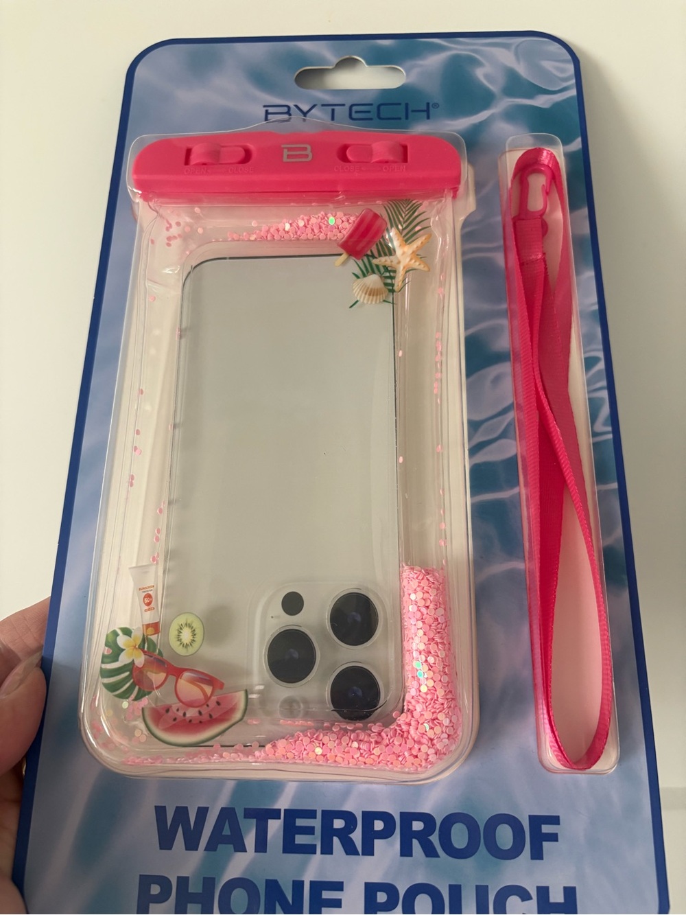 Bytech Pink Waterproof Phone Pouch with Lanyard